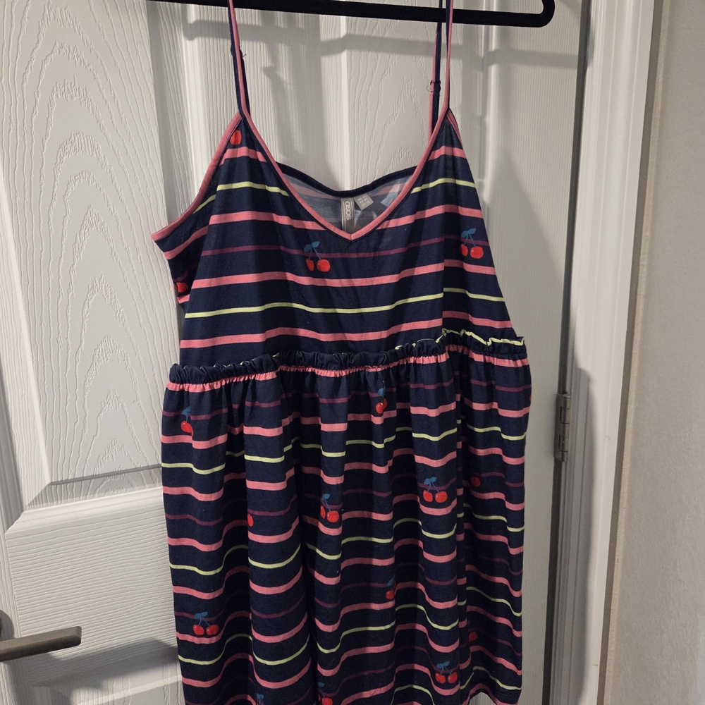ASOS Blue and Pink Spaghetti Strap Sundress